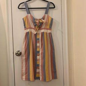 Madewell Tie-Front Cutout Dress in Sherbet Stripe